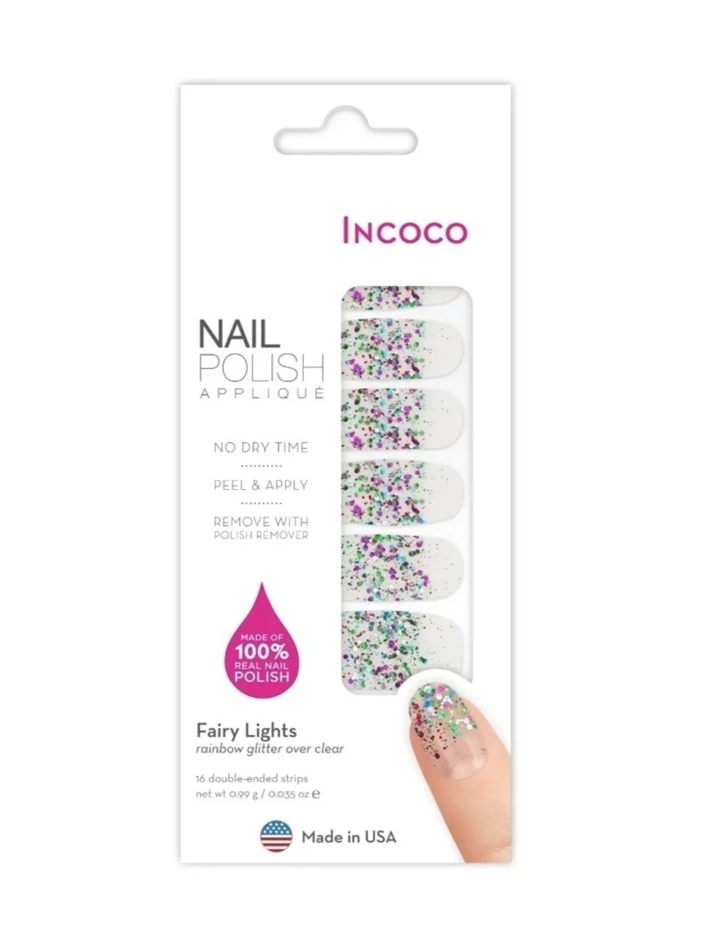 Incoco Fairy Lights Glitter Nail Polish Strips + Japonesque File NEW